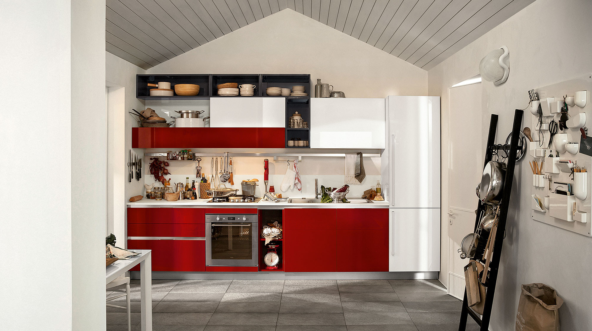 Cucina Bianca E Rossa Lucida - Kinderzimmer Ideen