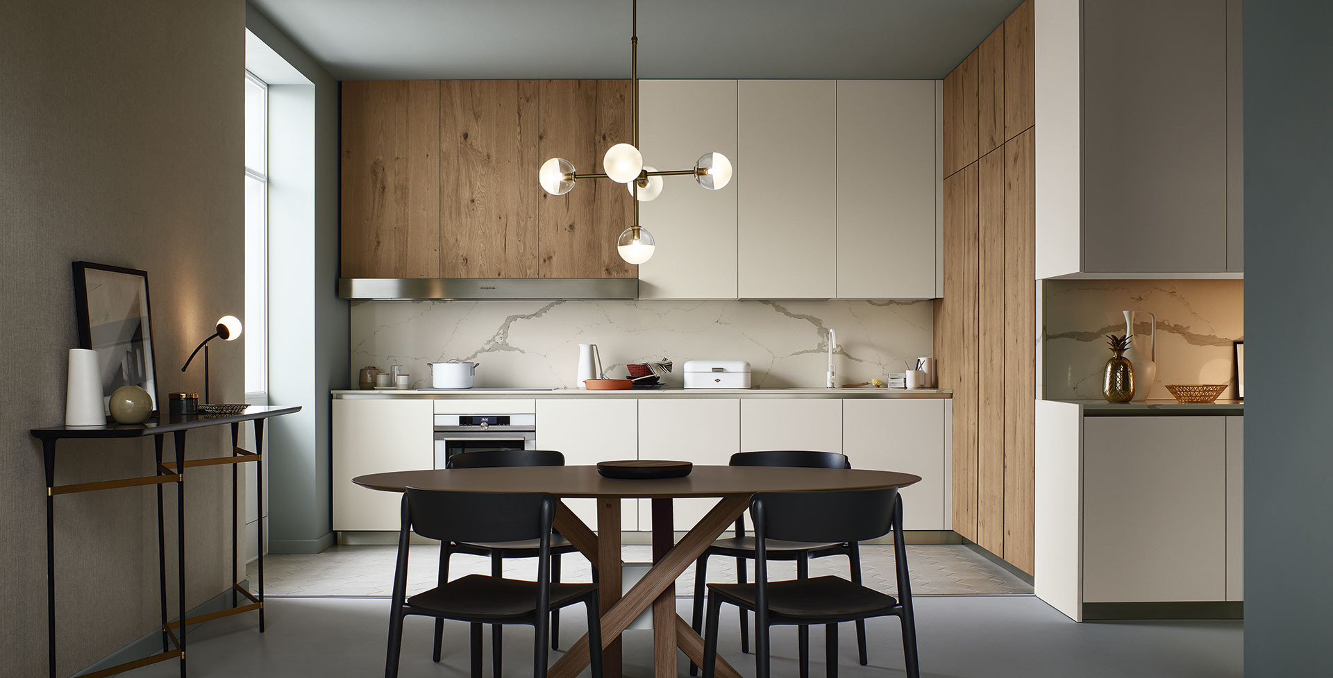 Lounge Shellsystem Fenix Bianco Kos 714 / Rovere Nodoso Chiaro 930