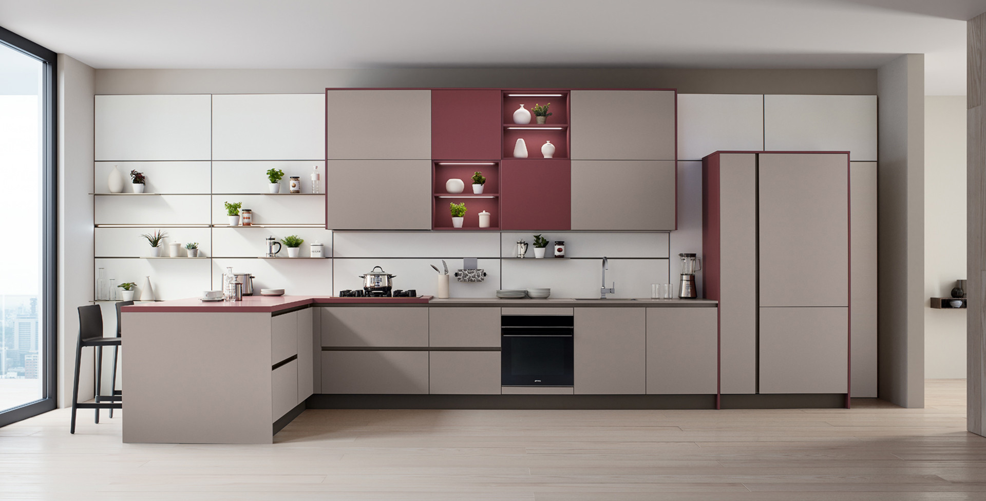 LIKE J Laccato Opaco Marrone Soft 901 / Fenix Bianco Kos 714