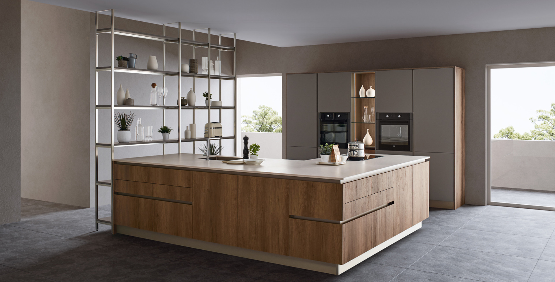 Oyster Leccio Cognac DEK 808 / Laccato Opaco Grigio Smoky A11