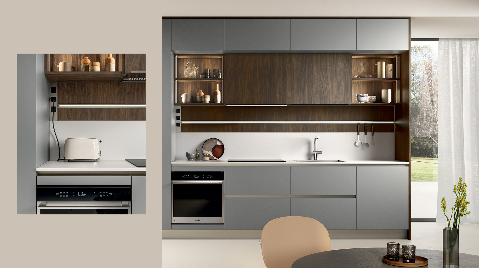 Groove Noce Color Scuro Liscio 973 accessoriato con torretta V-Socket 