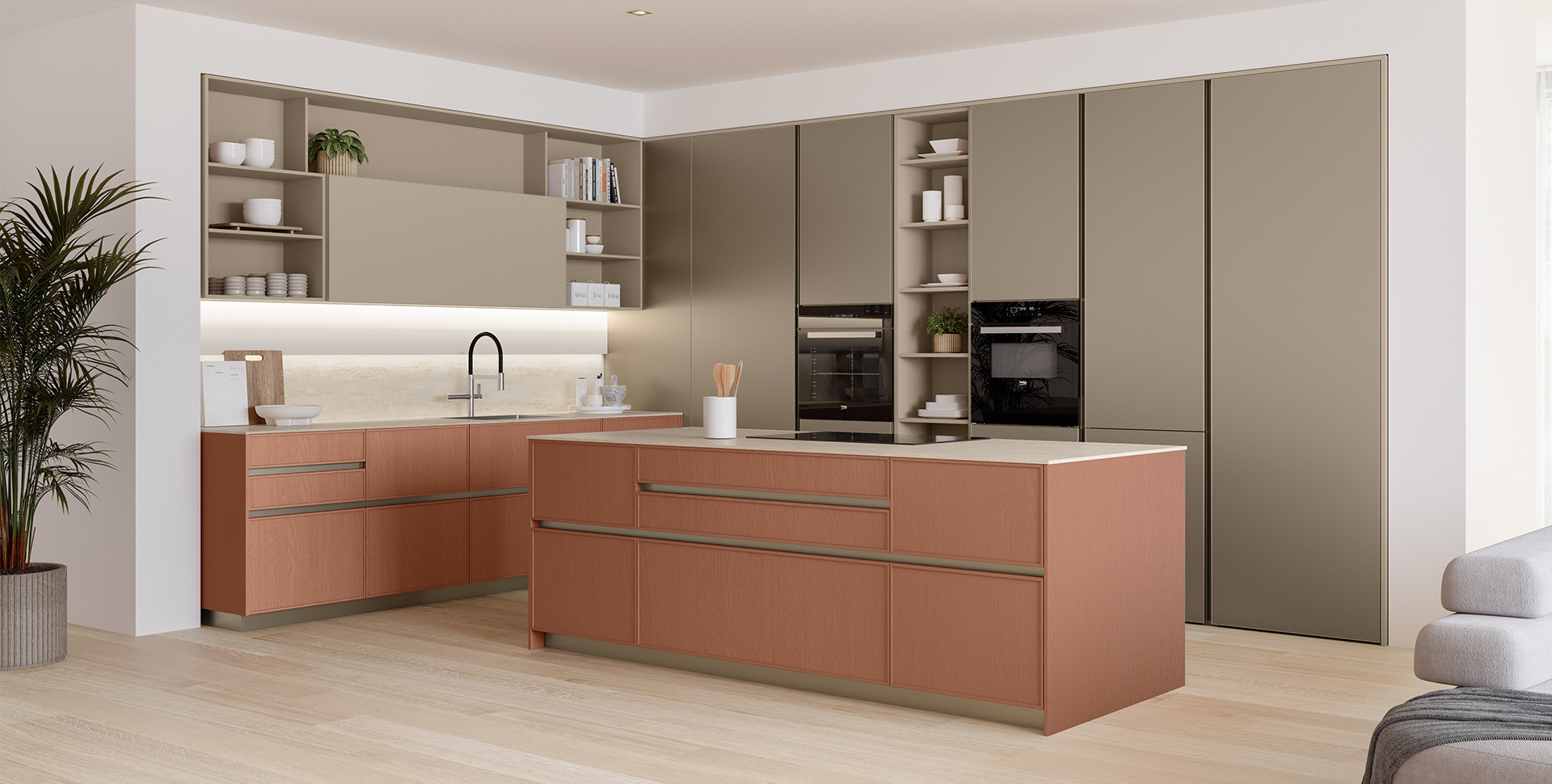 Sakura 4L Laccato opaco Frassino Rosso Babila A4D, Iconica laccato opaco Alabastro A16