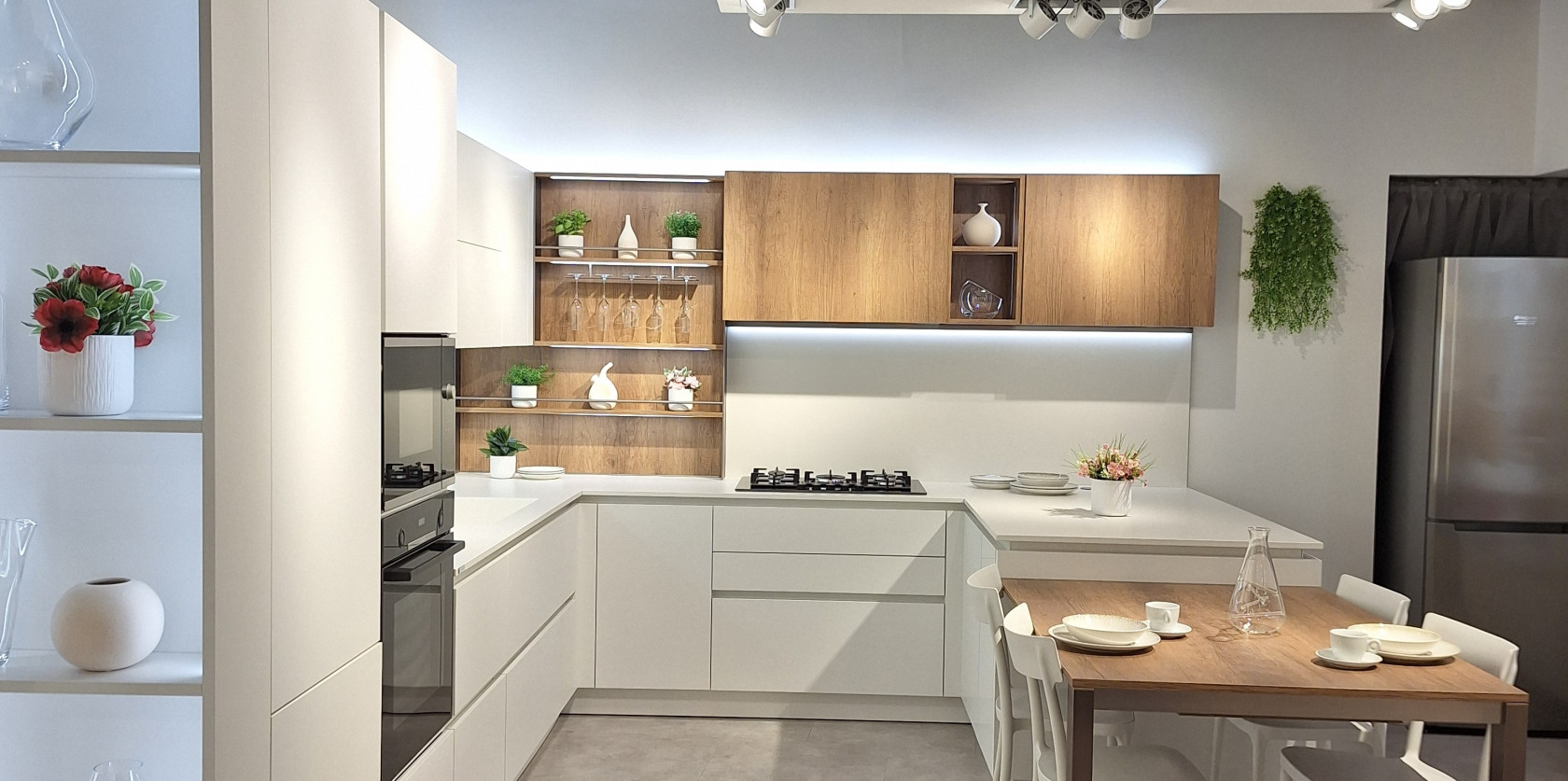 Cucina Oyster angolare con penisola