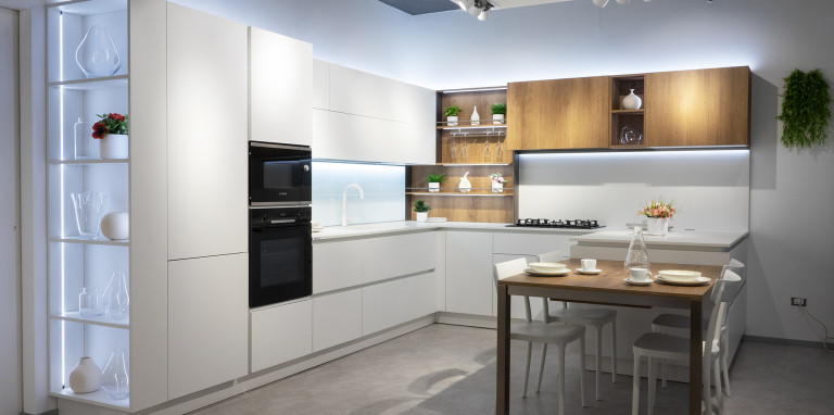 Cucina Oyster angolare con penisola