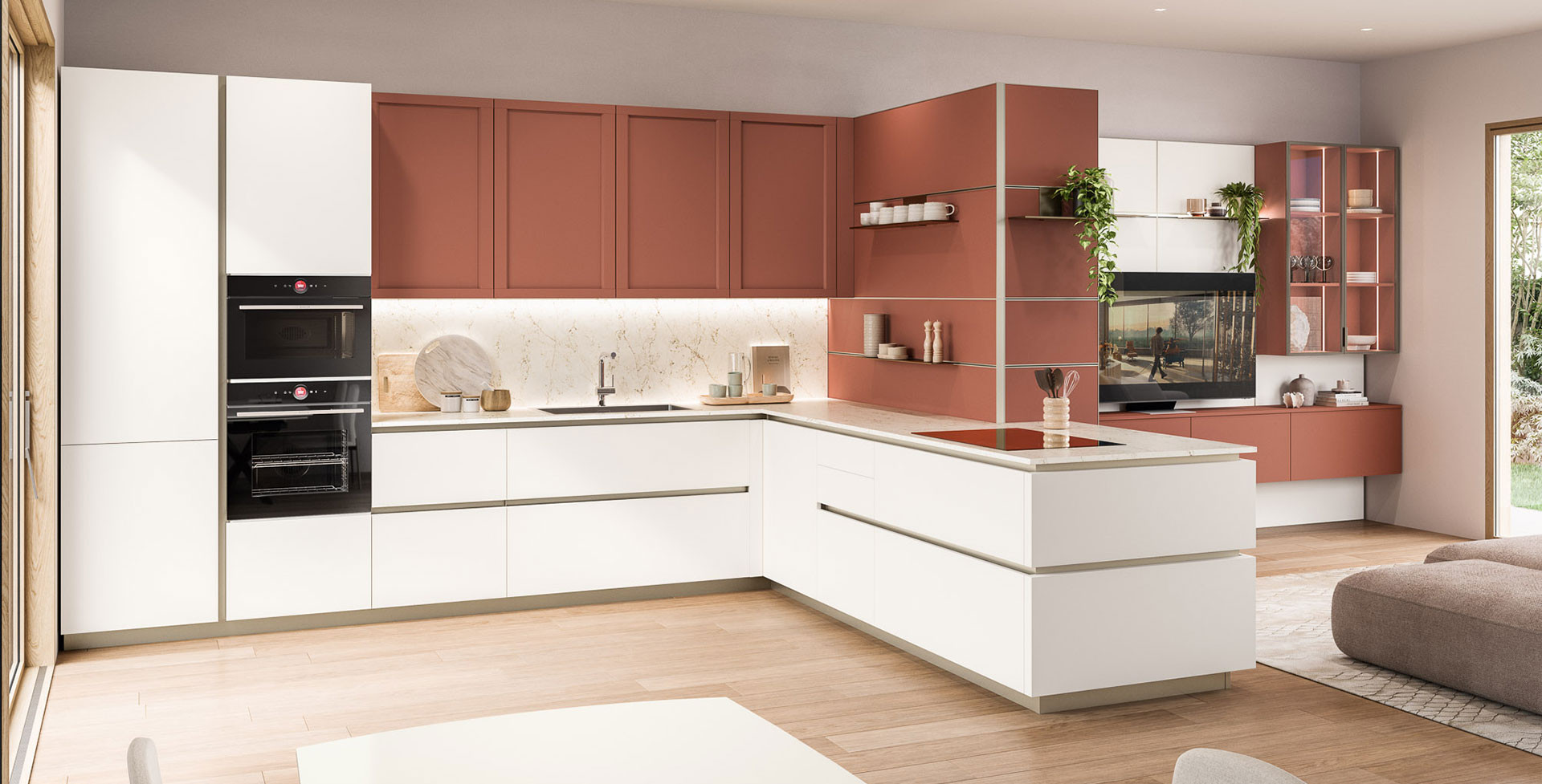 Lounge Rosso Babila 896 / Terracotta A1D / Bianco Puro 215